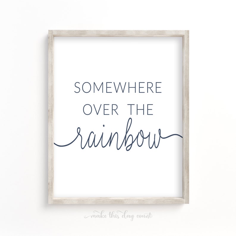 Rainbow Wall Art, Somewhere over the rainbow print, Blush Pink Pastel Rainbow Printable, Girls Rainbow Prints, Girls Room Rainbow Decor image 3