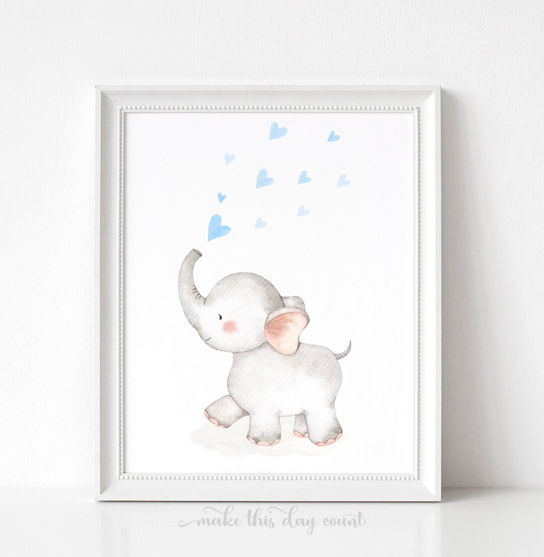 Baby Elephant Nursery Print Boy Safari Theme Room Decor Wall Art ...