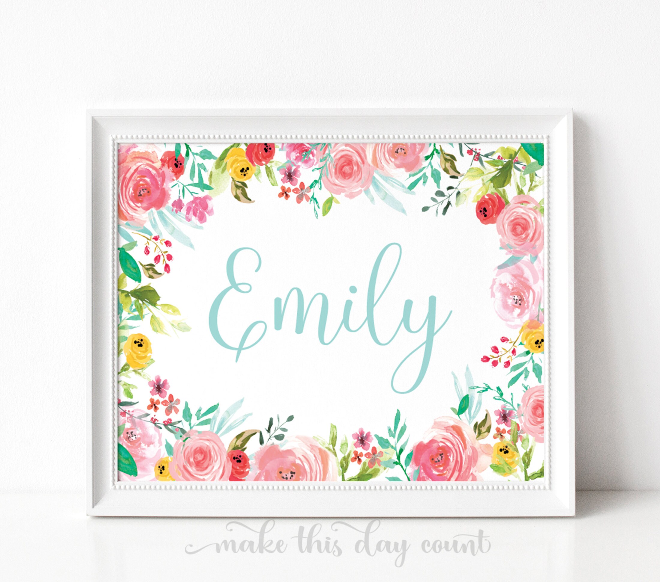 Personalized Name Floral Print Custom Name Print Instant Etsy Ireland