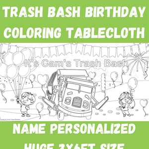Garbage Truck Birthday Party Boys Trash Bash Kids Personalized Coloring Tablecloth Activity Fun Children's Birthday Party Table Decorations