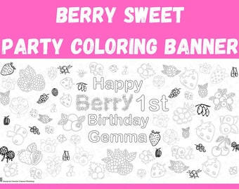 Berry First Birthday Coloring Tablecloth: Personalized Party Activity