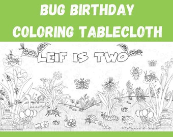 Bug Birthday Party Coloring Tablecloth | Bug Coloring Poster | Personalized Bug Party Banner | Bug Birthday Decor | HUGE 36" x 72" Poster