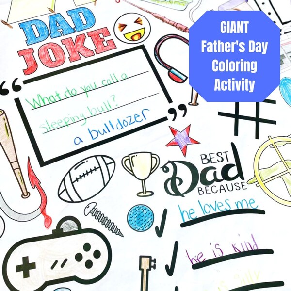 Father's Day Coloring Activity | GIANT Paper Table Cover | Coloring Banner | Gift for Grandpa, Gift for Papa, Gift for Grampa