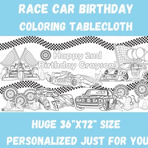 Race Car Birthday Party Activity Kid Personalized Coloring Tablecloth Two Fast Pit Crew 2nd Party Hot Wheels Theme Fast One Boy 1st Birthday