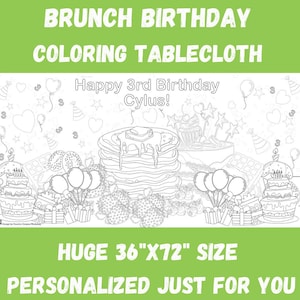 Brunch Coloring Tablecloth Kids Personalized Birthday Party Activity Christmas Brunch Pancake Party Fundraiser Children&#39;s Fun Party Games