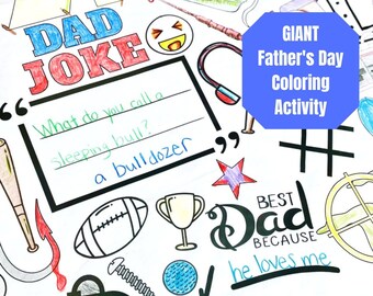 Father's Day Coloring Activity | GIANT Paper Table Cover | Coloring Banner | Gift for Grandpa, Gift for Papa, Gift for Grampa