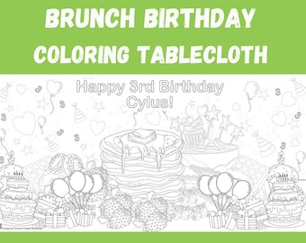 Brunch Themed Birthday Table Cover | Personalized Pancake Party Tablecloth | Table Cover for Pancake Fundraiser | HUGE 36" x 72" Print