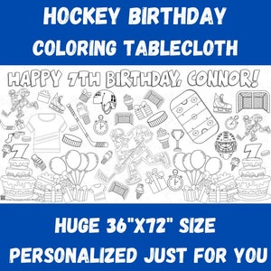 Hockey Birthday Party Kids Personalized Coloring Tablecloth Huge Hockey Party Banner Boys Birthday Game Time Decor Activity Rookie Year Rink