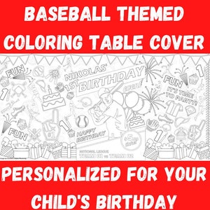 Baseball Birthday Party Coloring Tablecloth Home One Party Decor Rookie of the Year First Birthday Activity Hall of Fame Sports Birthday