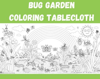 Bug Garden Coloring Tablecloth | Bug Coloring Poster | Personalized Bug Party Banner | Bug Birthday Decor | HUGE 36" x 72" Poster