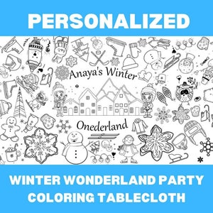 Personalized Winter Wonderland Table Cover | Onederland Birthday Girl | Birthday Party Activity | Paper Table Cover