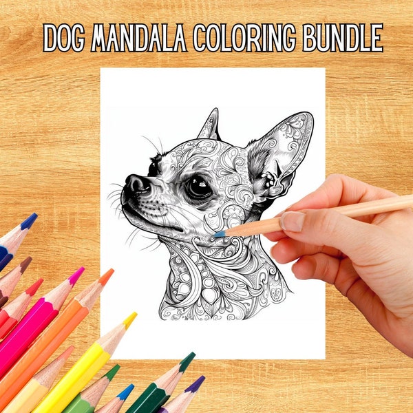 Dog Lovers Mandala Coloring Page Bundle Printable Dog Coloring Sheets with a Variety of Dog Breeds Adult Coloring Teen Coloring Vet Clinic