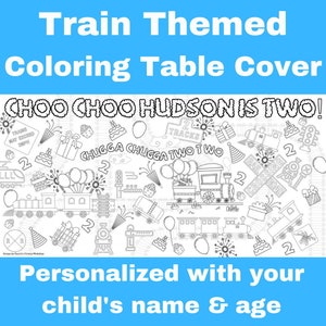 Choo Choo Train Birthday Party Coloring Table Cover Huge Kids Activity Sheet