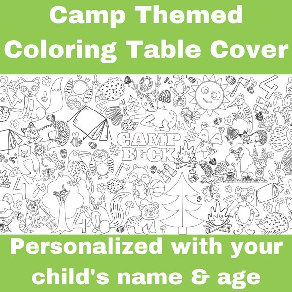 Camping Party Decor Huge Coloring Sheet Paper Tablecloth Personalized First Birthday Decoration Kids Craft Children's Party Game Activity