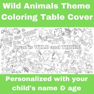 Wild Animals Birthday Party Decor Kids Safari Theme Two Wild Coloring Tablecloth Wild and Three Wild One