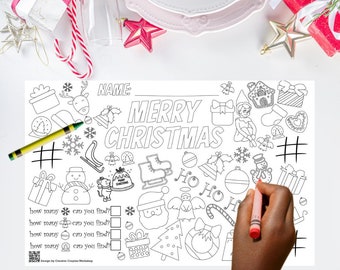Christmas Coloring Placemats: Kids Holiday Activity, Seek and Find