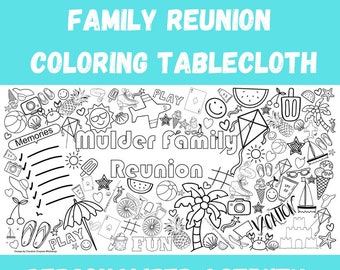 Family Reunion Fun Personalized Coloring Tablecloth Group Activity Huge Coloring Banner for Family Celebration