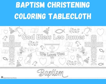 Baptism Christening Celebration Personalized Kids Fun Coloring Activity Table Decor