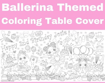 Ballerina Birthday Party Coloring Tablecloth Tutu Cute Huge Kids Coloring Sheet Activity Ballet Theme