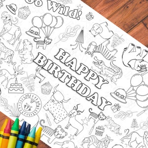 Wild Animal Safari Birthday Party Decor Kid Coloring Tablecloth Activity Wild One 1st Birthday Two Wild 2nd Birthday Wild and Three 4ever Wi