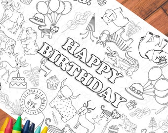 Decorazione per festa di compleanno con animali selvatici, tovaglia da colorare per bambini, attività Wild One 1° compleanno, due Wild 2° compleanno, Wild and Three 4ever Wi