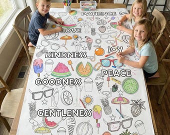Fruit of the Spirit Coloring Tablecloth Kids Activity Banner