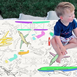 Airplane Birthday Party Aviator Pilot Decor Kids Personalized Coloring Tablecloth Activity First Birthday Decorations Time Flies Party Theme Toddler Boy Gift