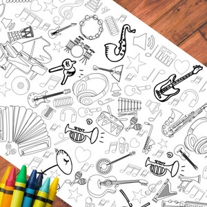 Music Birthday Decoration Personalized Coloring Tablecloth Jazz Festival Party Activity Music Teacher Gift Music Instrument Coloring Poster