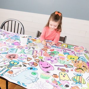 Kids Halloween Coloring Activity Sheet Huge Paper Table Cover Collage / Class Party Fun / Boo Basket Gift afbeelding 4