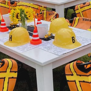 Personalized Construction Birthday Coloring Placemats: 11x17 Activity Sheets