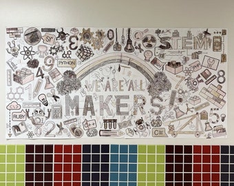 Mantel para colorear STEAM: Banner de actividades para el aula infantil (1,8 m x 0,9 m)