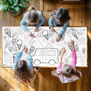 Ice Cream Party Decorations Kids Coloring Tablecloth Personalized Activity Summer Birthday Party Decor First Birthday Theme Two Sweet Party