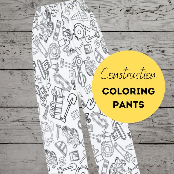 Construction Birthday Party Activity Coloring Pajama Pants for Kids Construction PJs for Creative Boys Gift Diggin It Party Theme