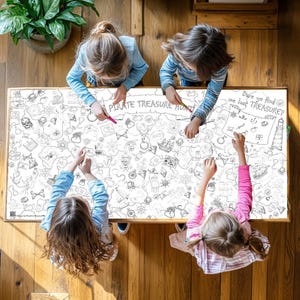 Nappe à colorier pour enfants, fête d'anniversaire de pirate, cadeau personnalisé, carte au trésor « Four Me Ahoy Boys » d'une vie de pirate