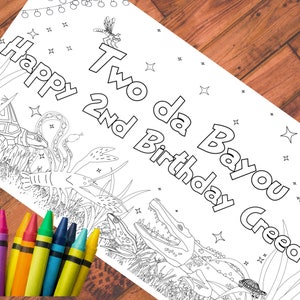 Nappe à colorier, décoration de fête, écrevisses, activité dans le bayou 2e anniversaire de la Louisiane samedi soir marais à aimer bayou