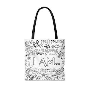 Positive Affirmations Coloring Tote Bag Positive Words of Affirmation Book Bag Color Your Own Tote Bag Gift for Teachers