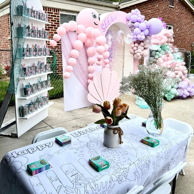 Mermaid Gift for Girls Personalized Party Decor Huge Coloring Tablecloth Mermazing Birthday Decoration Girls Splish Splash Bash Fun Activity