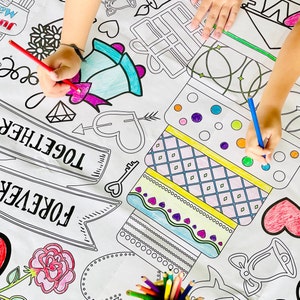 Children&#39;s Wedding Entertainment Personalized Bride and Groom Activity Banner I Do Kids Coloring Tablecloth Bridal Shower Party Decoration