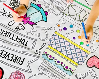 Personalized Wedding Activity Banner: Kids Coloring Tablecloth