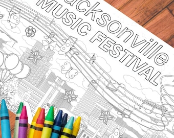 Personalized City Music Festival Coloring Tablecloth Activity