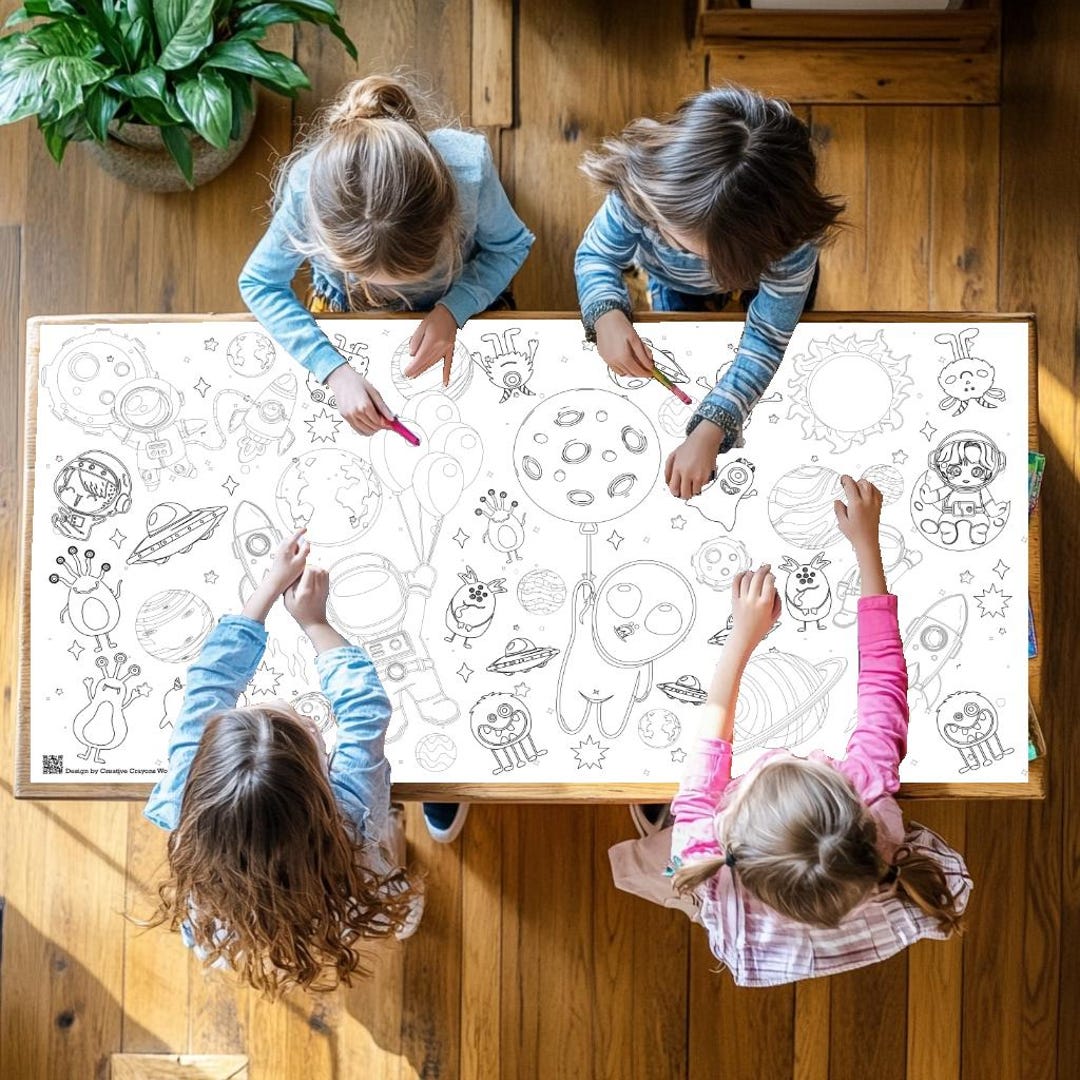 Space Coloring Tablecloth Kids Personalized Gift Out of This World ...