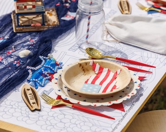 July Fourth Birthday Coloring Tablecloth: Kids Party Banner