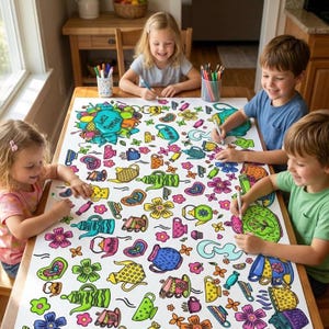 Tea Party Verjaardag Kleurplaat Tafelkleed Partea Activiteit voor meisjes