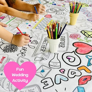 Tovaglia da colorare personalizzata per matrimonio, attività per bambini, foglio gigante da colorare, tavolo per addio al nubilato, carta per brunch, decorazioni per feste