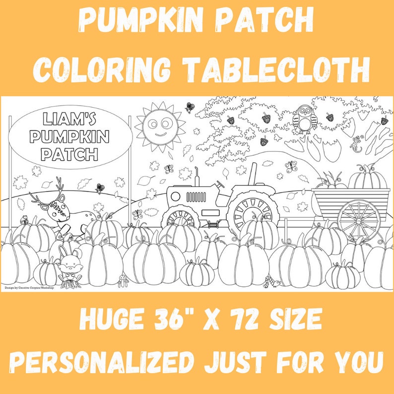 Little Pumpkin's Birthday coloring tablecloth activity for kids