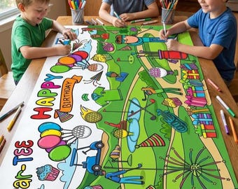 Golf Birthday Party Coloring Tablecloth Personalized Partee Activity
