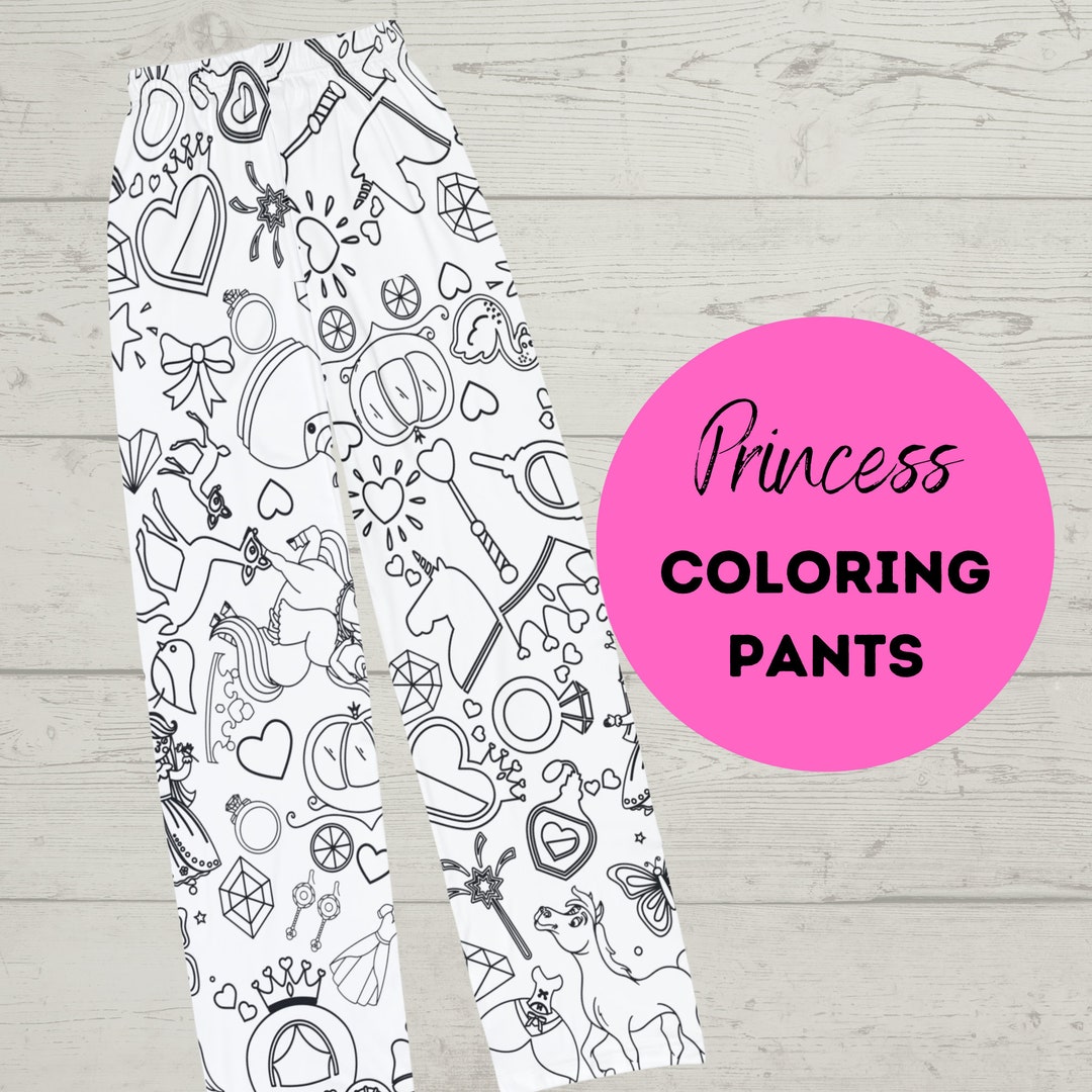 Princess Coloring Pajama Pants for Creative Girls Princess Pajamas