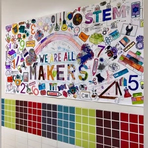 STEM Learning Coloring Tablecloth Activity Kids Class Party Craft Back to School Banner Personalized Elementary Teacher Classroom Fun SIgn