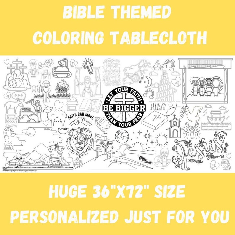 Kids Bible Stories Faith Based Coloring Tablecloth Activity for Kids - Etsy