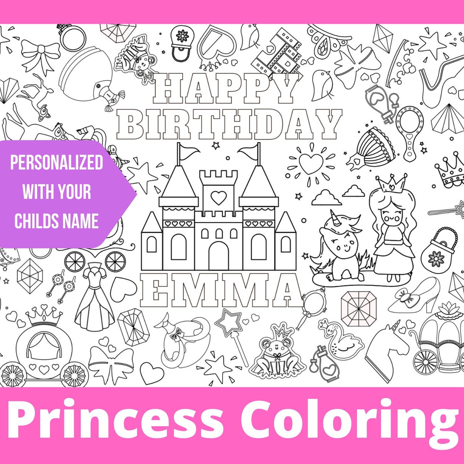 Big Coloring Sheet for Kids, Huge Coloring Sheets, 30 X 44 Coloring Sheet,  Girly Coloring, Homeschool Drawing 